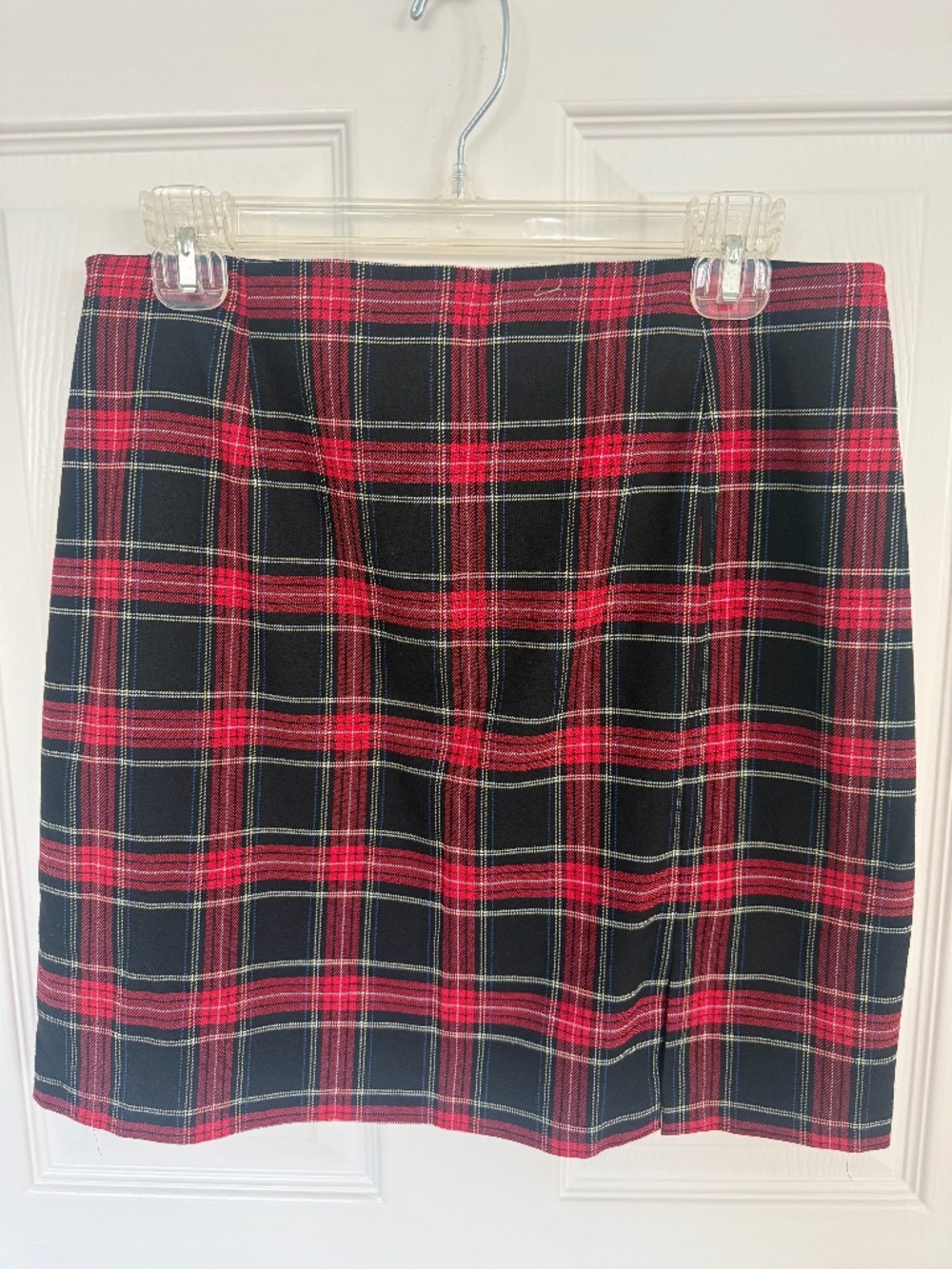 NWOT Zara Red and Black Plaid Skirt with Slit